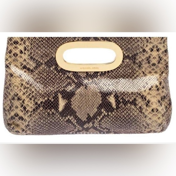 Michael Kors Snakeskin Berkeley Clutch - Picture 1 of 8